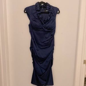 Navy Cocktail Dress- satin finish size 10